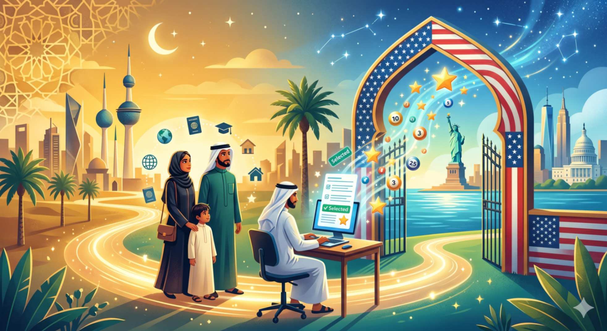 طريقة التقديم في اللوتري الأمريكي 2027 من الكويت: الدليل الشامل للهجرة العشوائية