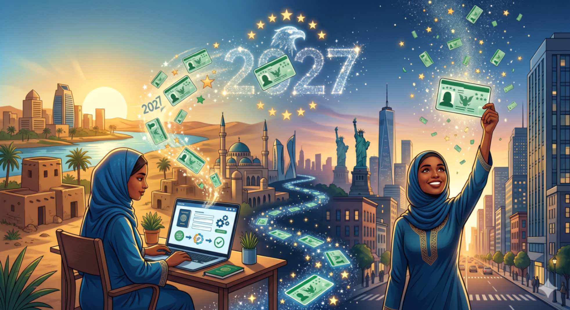 طريقة التقديم في اللوتري الأمريكي 2027 من السودان: الدليل الشامل للهجرة العشوائية